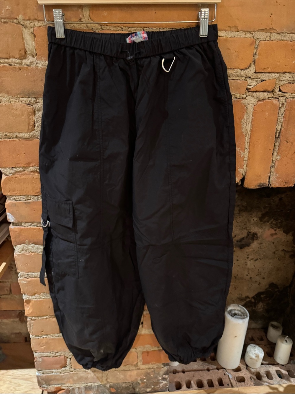 Black Cargo Balloon Leg Track Pant